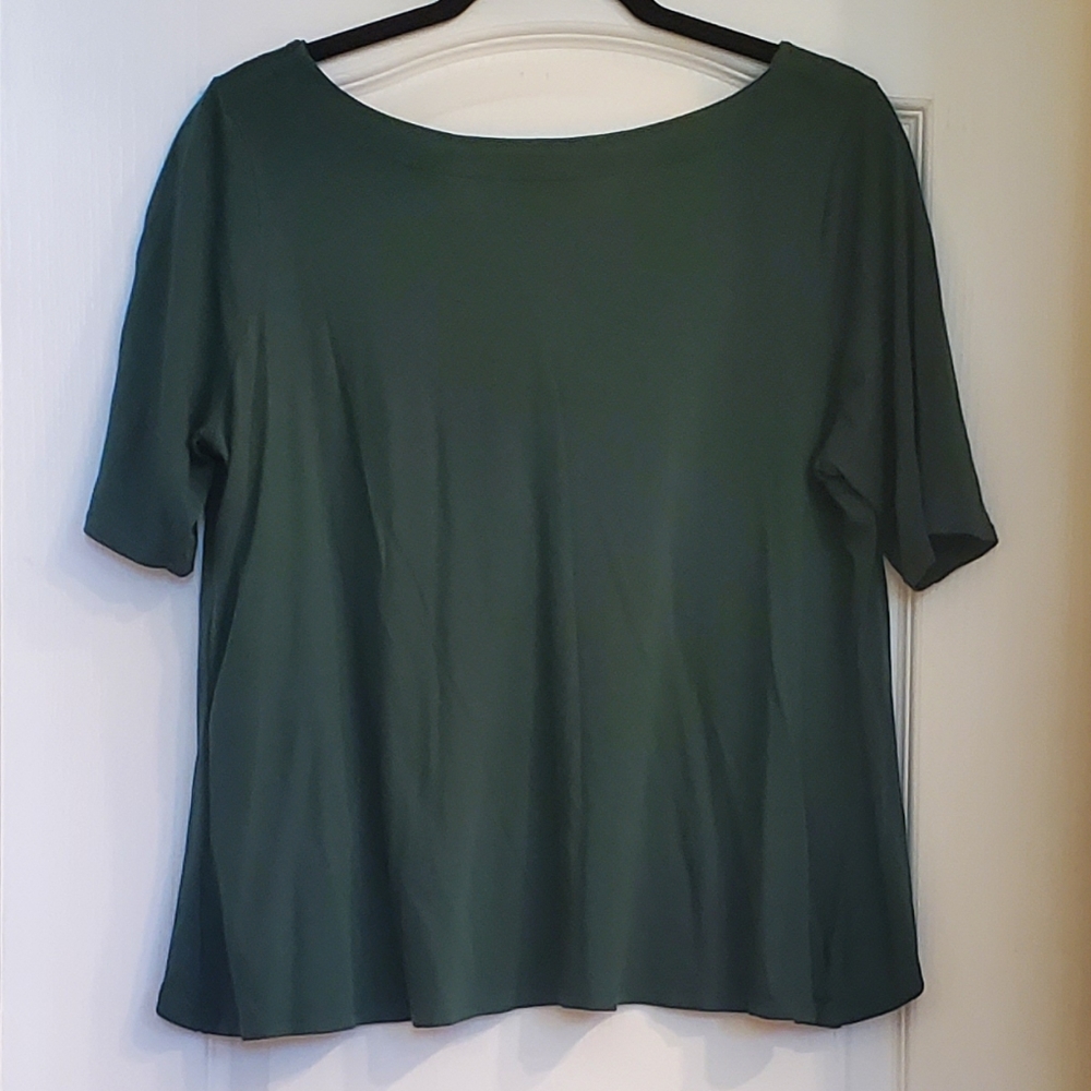 Wide Neck Green shirt with back detail